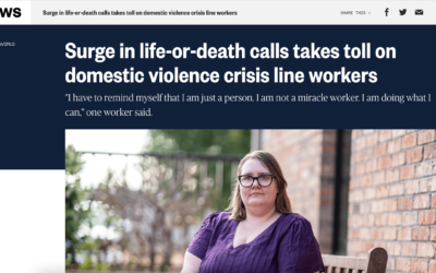 NBC Digital, “Surge in life-or-death calls takes toll on domestic violence crisis line workers,” Interview with AVDA Client Advocate Wendy Arias